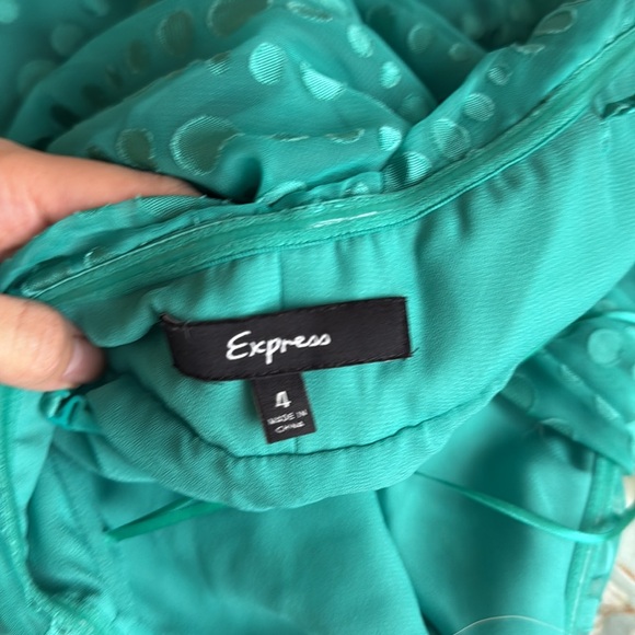 Express Teal Textured Short A-line Dress - Picture 5 of 5